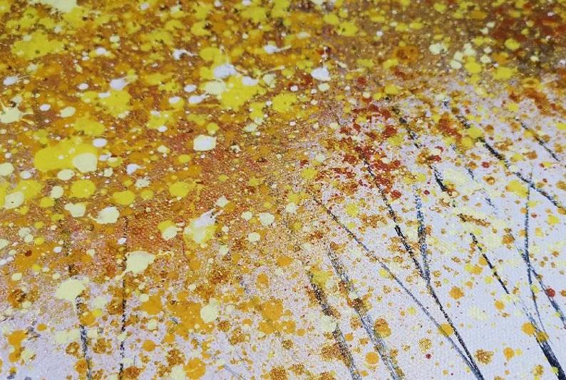 Détail de décoration murale Yellow Tree gold 2 Peintures à l'huile